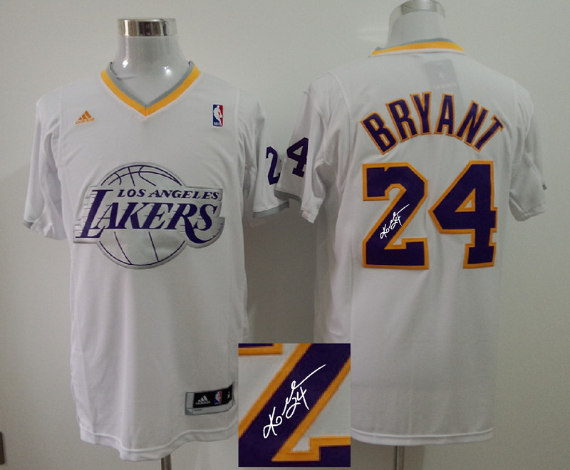 NBA Signed Los Angeles Lakers 24 Kobe Bryant Autographed 2013 Christmas Day Fashion Swingman Jersey